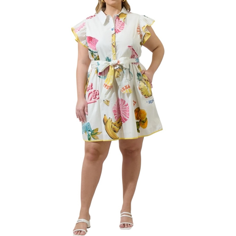Sugarlips White Dress with Colorful Fruit Print